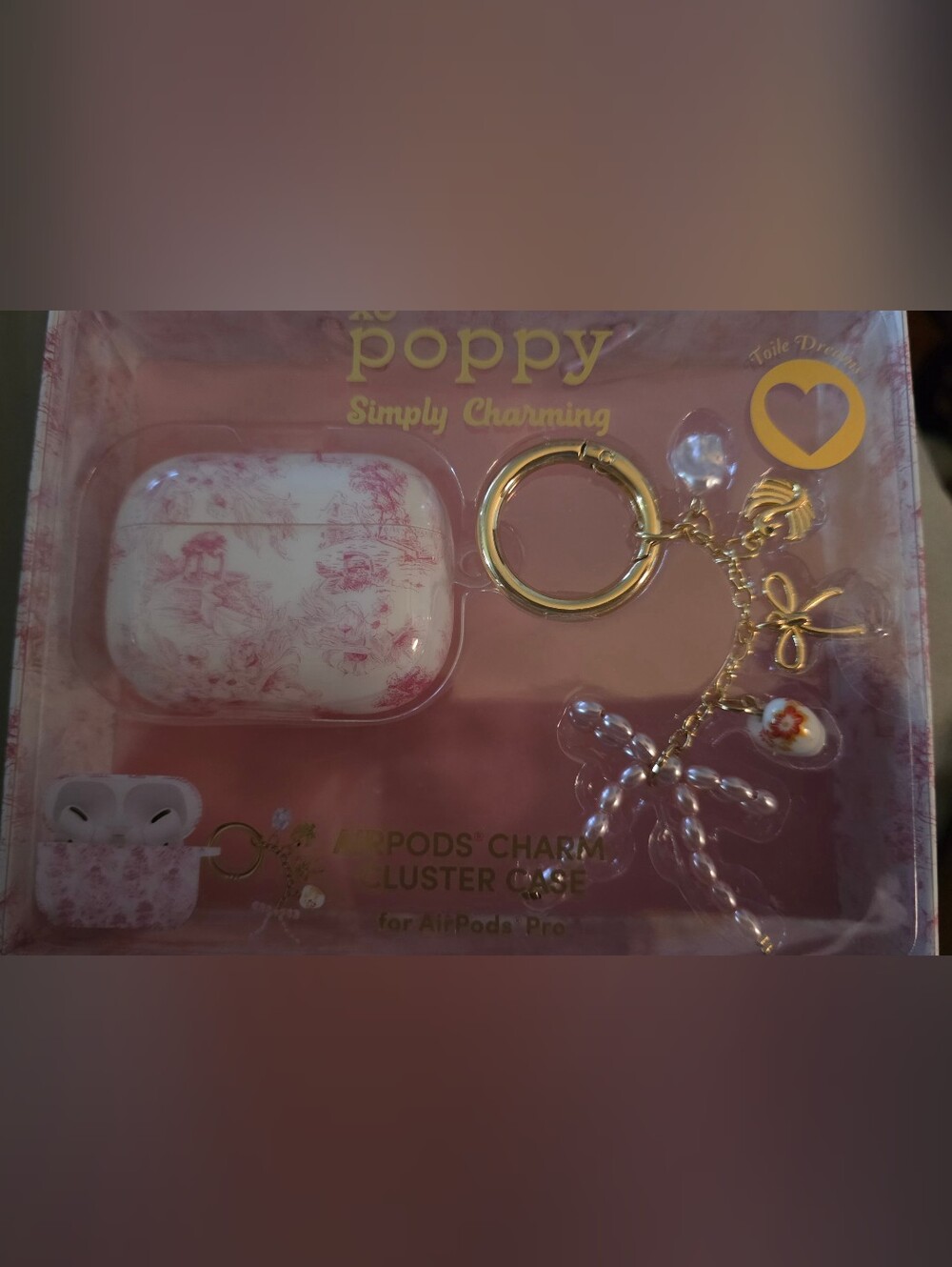 Poppy Simply Charming AirPods Pro Charm Case & Charmz - White & Pink